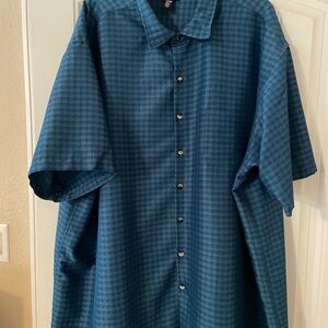 Men’s Van Heusen Teal Plaid Casual Shirt 4X